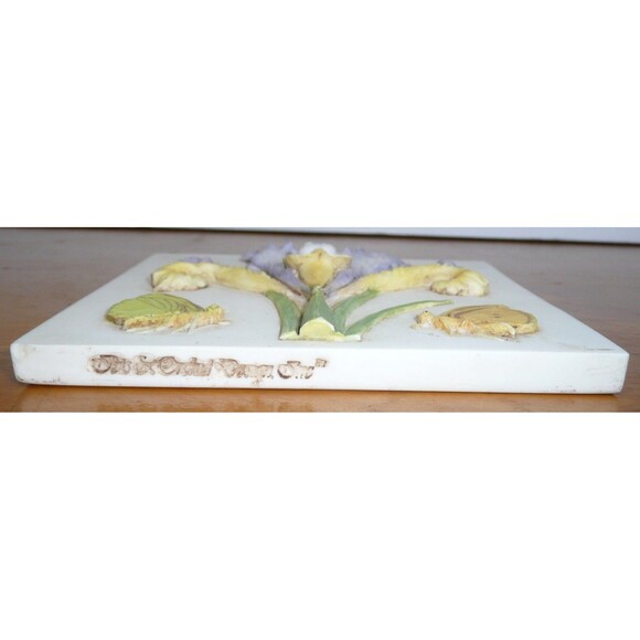 Iris Wall Tile Plaque Purple Yellow Ibis & Orchard Inc Square 5” Butterfly - Picture 2 of 5